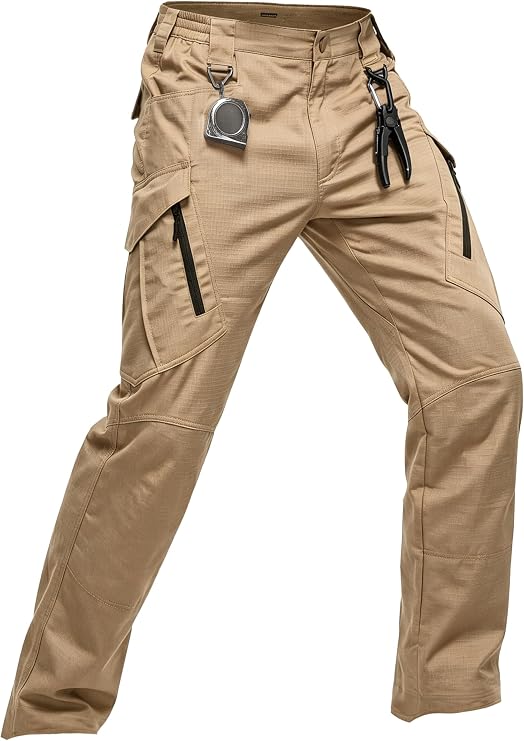 Men's Tactical Pants Water Resistant Cargo Ripstop Pants Lightweight Outdoor EDC Hiking Work