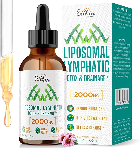 Liposomal Lymphatic Drainage Drops 2000mg Lymph System & Immune Support Fluid Balance Support - Lymphatic Detox & Cleanse Supplements with Echinacea, Dandelion & Elderberry 2 FL OZ