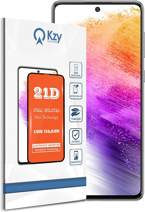 KZY İLETİŞİM Samsung Galaxy A73 ile uyumlu Tam Kaplayan 21D Temperli Ekran Koruyucu Cam