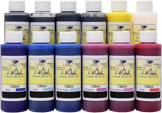InkOwl Refill Kit Replacement for Canon PRO-2000, PRO-2100, PRO-4000, PRO-4100, PRO-6000, PRO-6100 (12x120ml) - USA-Made Pigment Ink