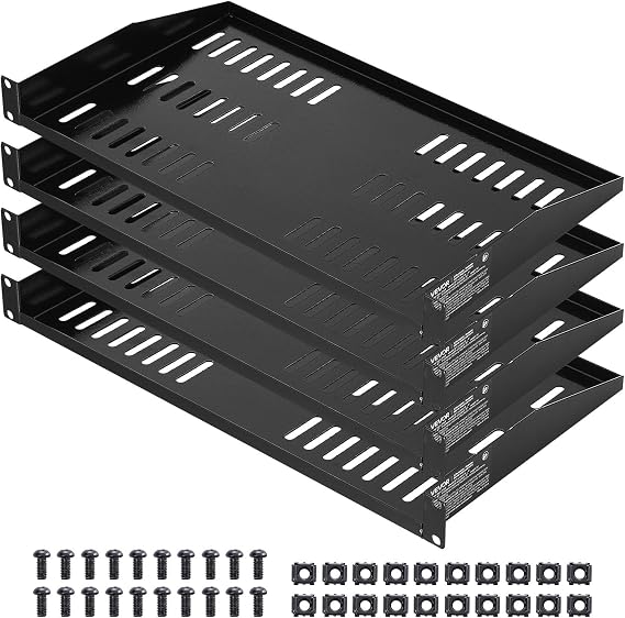 VEVOR 4PCS 1U Server Rack Shelf Universal Vented Rack Mount Cantilever Tray