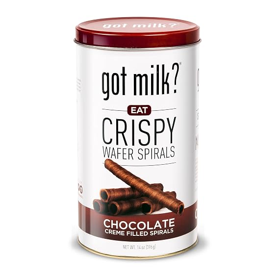 got milk? Wafer Spirals, Chocolate, 14 Oz. Tin with 36 Rolls, Delicious Rolled Wafer Rolls with Filling, Chocolate Wafer Cookies for Dessert or Snack, Retail Pack