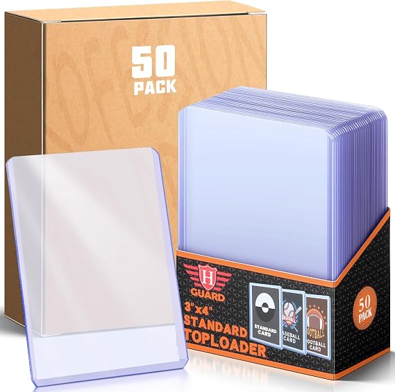 50 Count Toploaders for Cards, 3" x 4" Hard Plastic Card Sleeves