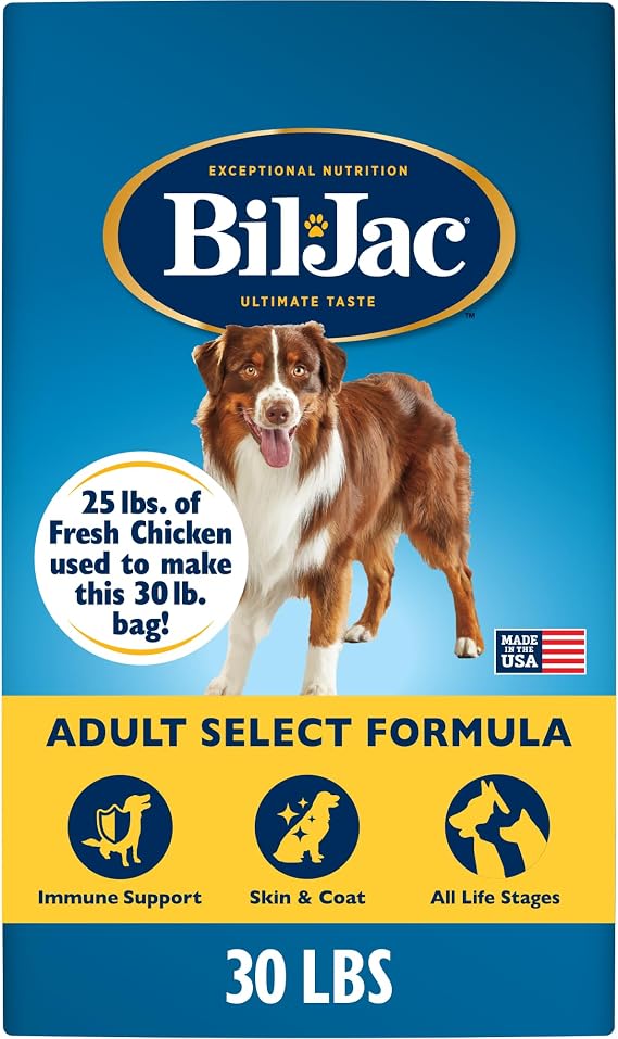 Bil-Jac Adult Select Dry Dog Food with Fresh Chicken & Probiotics | 30 lb | Fresh Chicken is the #1 Ingredient with Canine-Specific Probiotics to Support Healthy Digestion, Lean Muscle & a Shiny Coat