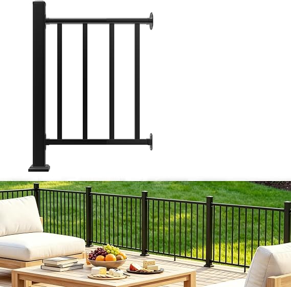 36 in x 2 Ft Modular Black Stainless Steel Deck Railing Kit