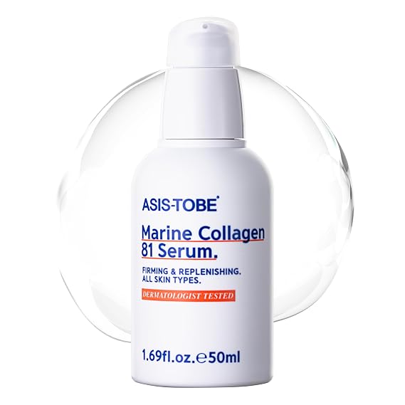 ASIS-TOBE Marine Collagen 81 Serum - Skin Firming and Radiance - Korean Hydrating Face Serum with 81% Low Molecular Hydrolyzed Collagen, Hyaluronic Acid and Niacinamide, 1.69 Fl Oz