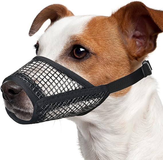 Mayerzon Dog Muzzle, Soft Mesh Muzzles for Small Dogs Biting | Black, S