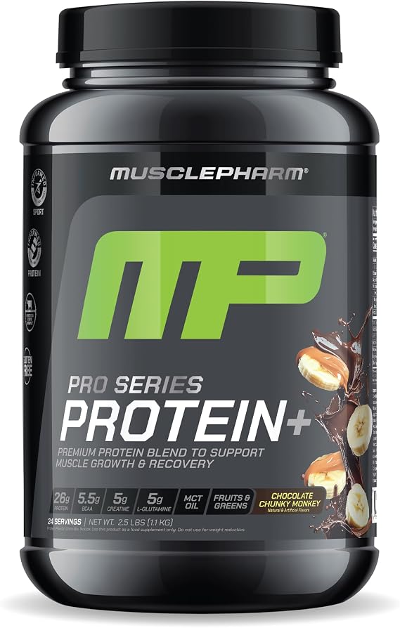 MusclePharm Pro Series Protein+, 26g Whey Protein Powder per Serving | Professional Grade 7-in-1 Blend for Muscle Growth & Workout Recovery | Chocolate Chunky Monkey, 2.5 lb, 24 Servings | Chocolate Chunky Monkey Flavor, Whey Protein Powder, High Protein Nutrition, Muscle Performance Support