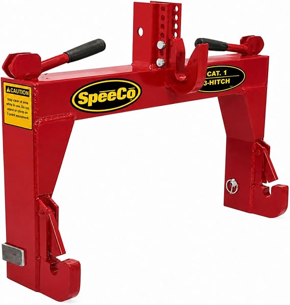 SpeeCo 3-Point Tractor Quick Hitch, Category 1, Red | Quick E-Hitch for Tractor Implements, No Bushings Required, Powder Coat Steel, 2000 lb Lift Capacity, S14116010
