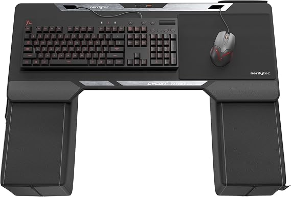 Couchmaster CYCON2 Titan Edition, Couch Gaming USB-Hub Desk for Mouse & Keyboard, for PC, PS4/5, Xbox One/Series X, Ergonomic lapdesk for Couch & Bed, Nappa Leather, Real Titanium