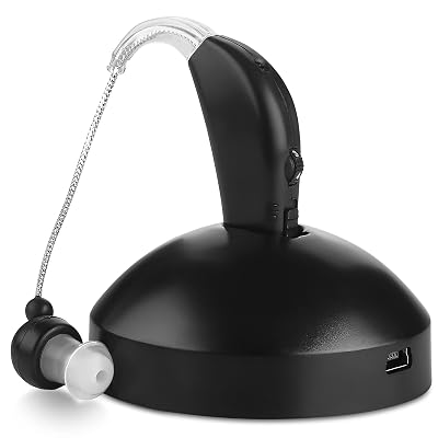 MEDca Rechargeable Digital Hearing Amplifier - Personal Sound Amplification Ear Device for Seniors | All-Day Battery Life, Lightweight Behind the Ear BTE Sound and Voice Hearing Aid | MZB-17 | Black