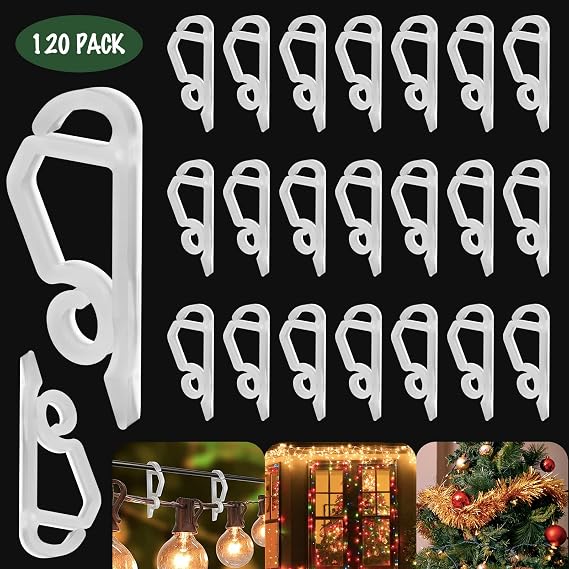 Geegoods Christmas Light Clip,120 Pcs Plastic Outdoor Weatherproof