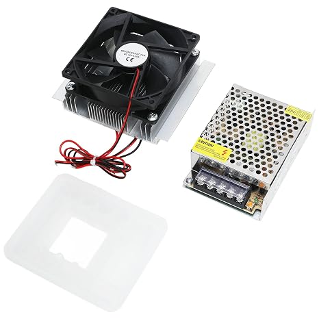 Thermoelectric Peltier Cooler Kit 12V DC with Power Supply Semiconductor Refrigeration Cooling System for DIY Projects - Aluminum Alloy Heat Sink