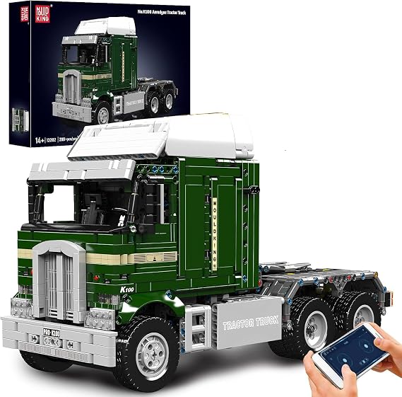Mould King Tractor Truck Block Kits Model, MOC Building Blocks Set to Build, Gift for Age 14+/Adults Collections Enthusiasts(2,060 Pieces with Motor/APP Remote Control)