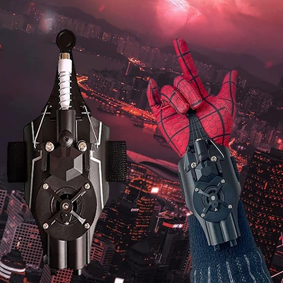 Spider Web Launcher， Spider Web Shooters for Kids 9.8ft Real Rope Launcher Can Pick up Small Objects,Built-in USB Electric Motor, for Cosplay(Black)