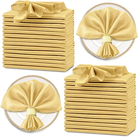 Horbaunal 30 Pack Gold Satin Napkins 20 x 20 Inch