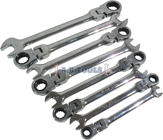 Toolzone 8 Piece Flexible Head Ratchet Wrench Set (in Case)