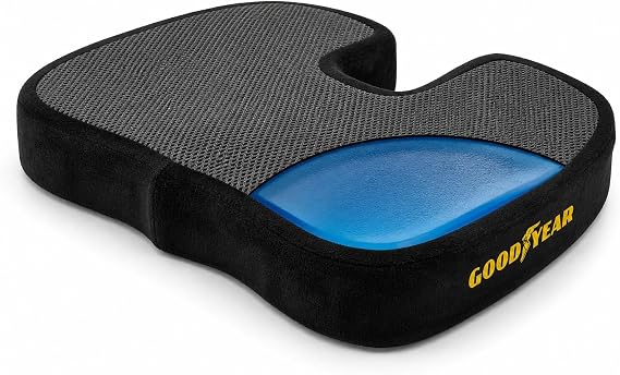 Goodyear Memory Foam Seat Cushion for Car & Office Chair Tailbone Pain Relief, Cooling Pillow, Ergonomic Posture Corrector, Car Accessories & Home Office Essentials