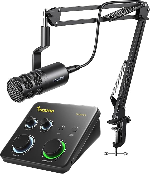 MAONO USB Audio Interface for PC & XLR Dynamic Microphone: Interface with XLR Input 24-bit/192kHz Routing Software Loopback for Recording Music, Guitar, Podcast, Streaming