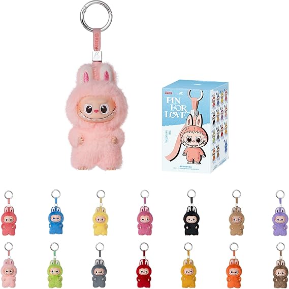 POP MART THE Monster Pin for Love Series (N-Z) Mini Labubu Doll Blind Box Mytery Box Keychain Vinyl Plush Pendant, Bag Charms, Collectible Holiday & Birthday Gift for Kids & Adults, Single Box