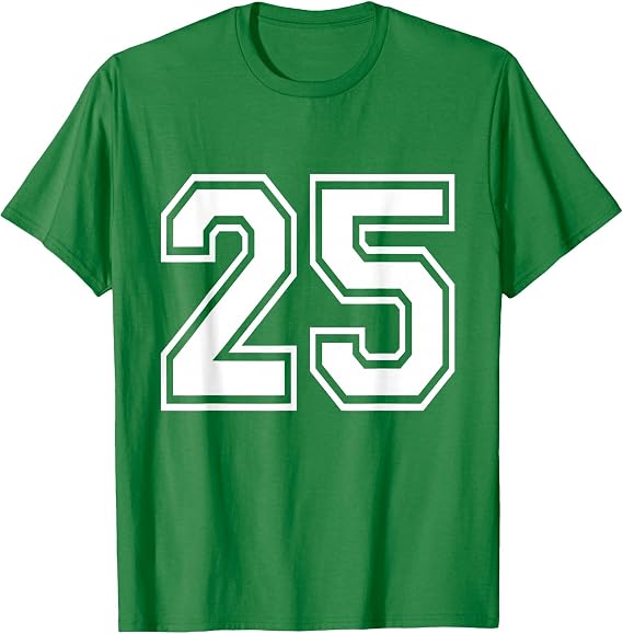 Number 25 Varsity Sports Team Jersey 25th Birthday 25 Years T-Shirt