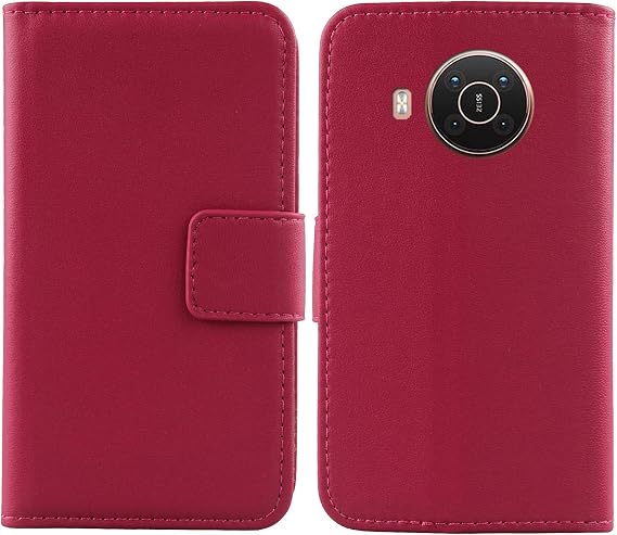 Genuine Leather Case TPU Silicone Shell for Nokia X10 / X20 6.67" Wallet Premium Flip Protection Cover Skin Pouch with Card Slot (Rose)