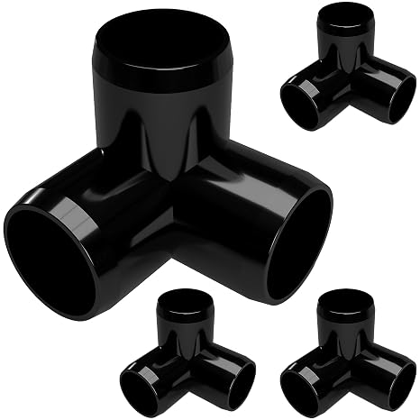 FORMUFIT 1-1/4" 3-Way Elbow, Furniture Grade PVC, Black, 4-Pack