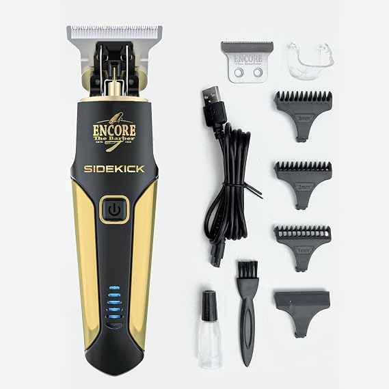 Sidekick Professional Barber Cordless Electric Hair Trimmer for Men | Clean Cutting | Lightweight |1.5 Hours Run time | Gentle on Skin | 10 pcs Grooming kit for Head & Beard