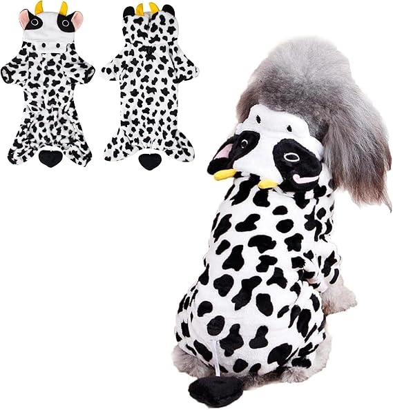Dog Cow Costume Dog Halloween Costume Milk Cow Style Jumpsuits Hoodie
