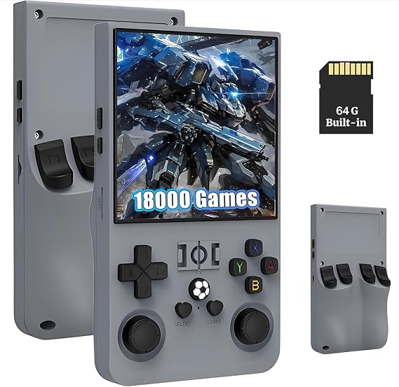 R36MAX Retro Handheld Game Console, 18000+ Classic Games, 4.0 inch IPS Screen, Multiple Emulators, Gaming System with Carrying Case (Grey)