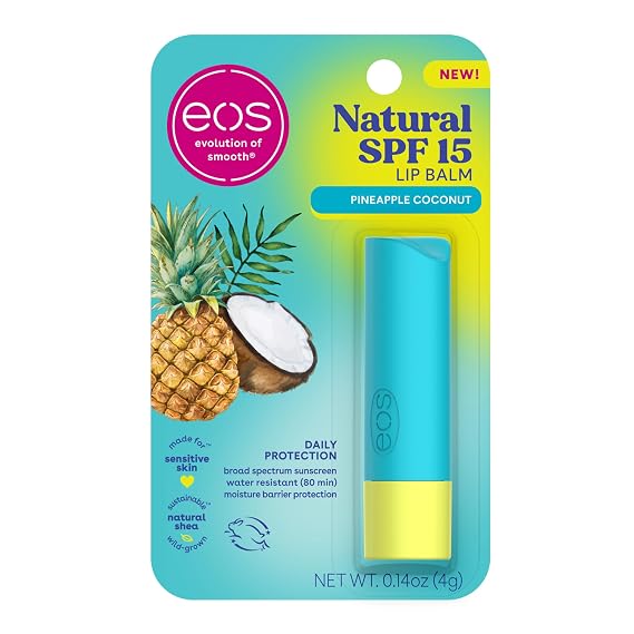 eos Natural SPF 15 Lip Balm - Pineapple Coconut, Water Resistant, 0.14 oz