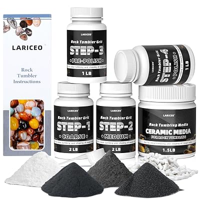 7.5LB Rock Tumbler Grit and Polish Refill Set, 4-Step Professional Polish Rock Tumbler Grit to Unlock Stunning Polished Stones. Ideal for National Geographic, KomeStone, and Other Polishers & Tumblers