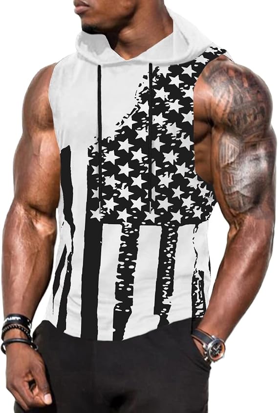 Babioboa Men's Workout Hooded Tank Tops Sports Training Sleeveless Gym Hoodies Bodybuilding Cut Off Muscle Shirts