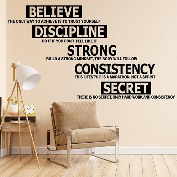 Gym Wall Decal Decor Fitness Wall Decals Peel and Stick Motivational Quotes Walls Art Stickers for Home Gym Yoga Room Office Decorations Inspirational Wall Sticker Sports Workout Vinyl Murals