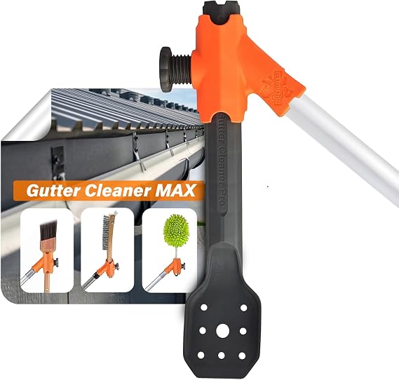 Gutter Cleaner MAX, NEW- strong pole threads!- gutter cleaning from the ground, roof and ladder, AND clean off gutter guards from the ground, AND use any hand tool in the scoop coupler.
