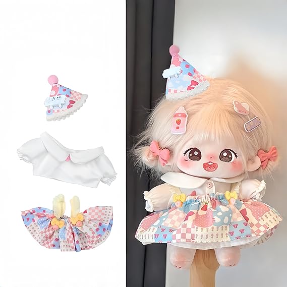 20cm Plush Doll Clothes Set 8 inch Cute Cotton Doll Clothing Many Styles Soft Stuffed Plush Dolls Dress Up (C)