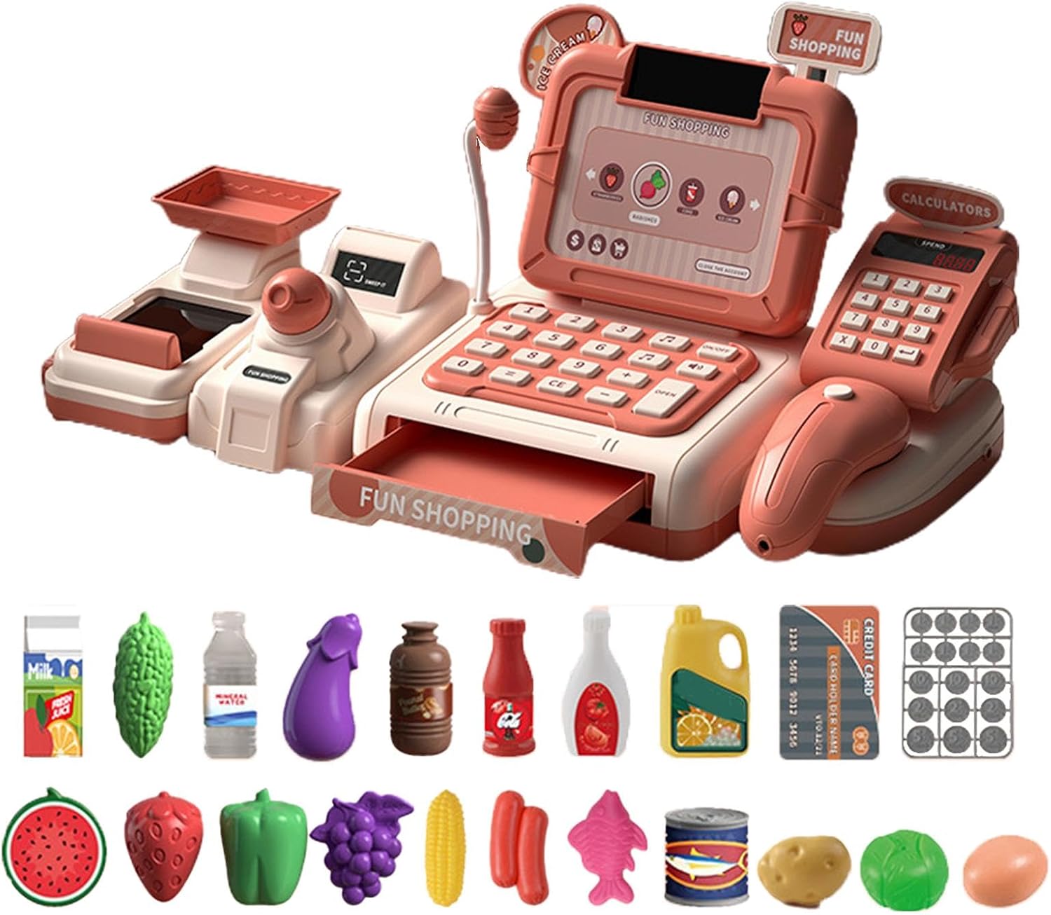 Kids Cash Register,Kids Cash Register - Play Cashier | Grocery Store Pretend Play Electronic Toy Kids Cash Register Toy Play Money With Sound And Light