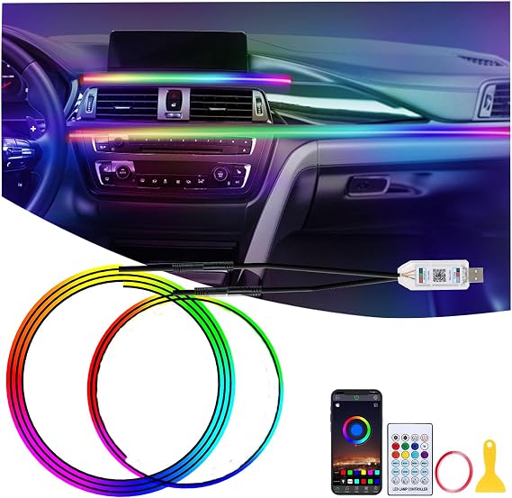 GPJYD Acrylic 2 IN1 Ambient Lighting Car LED Interior Light, RGB Car Lights