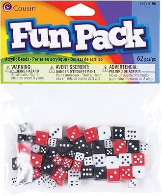 Cousin Fun Packs 62-Piece 8mm-10mm Dice Beads