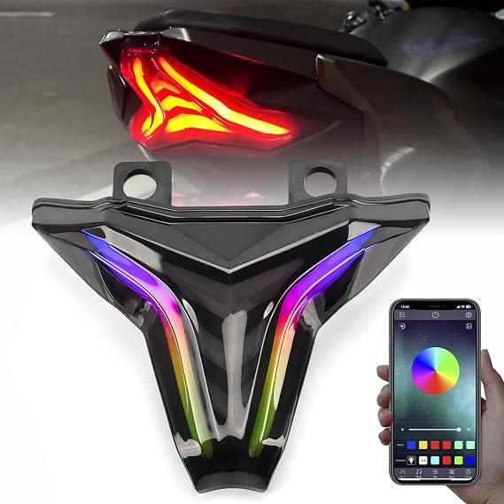 XINGWU Motorcycle LED Tail Lights RGB Control for NINJA 400 2018-2024 Z400 Z250 Z400 Z1000 Z1000R ZX6R ZX10R ZX10RR Rear Brake Light DRL with Turn Signals Sequential Dynamic Indicator