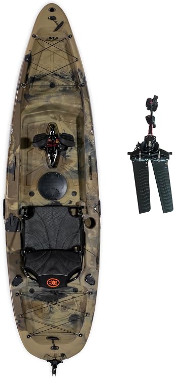 Upgraded Brooklyn 10.0 Pedal Sit-On-Top Kayak by BKC, Lightweight Fishing Kayak with Flipper Pedal Drive, Rudder Steering, 350 lb Capacity, Stable 10 ft Hull, Adjustable Seat, Storage & Rod Holders