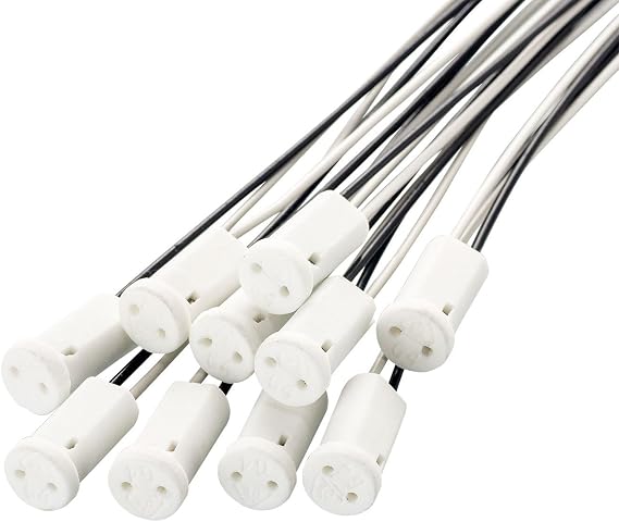 Rayhoo G4 Bi-Pin MR11 Base Socket Halogen Ceremic Lamp Halogen Incandescent Led Ceramic Body Lamp Holder, 10-Pack