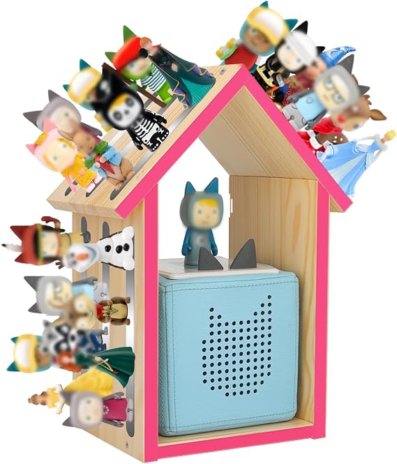 Taladad House for Toniesbox Figures Storage Organizer Shelf Holder Stand | Wooden Shelf for Tonie Figures,Characters,Holder 20-40 Figures for Kids