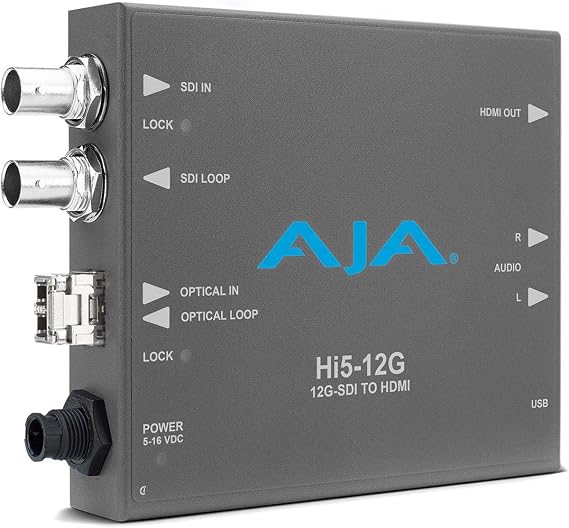 Aja HI5-12G-R 12G-SDI to HDMI 2.0 MINI-Converter with Fiber LC Receiver