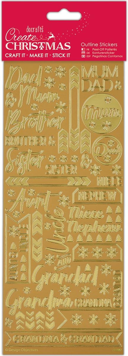 Create Christmas Stickers, Gold, One Size