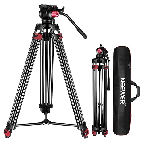 NEEWER 79"/200cm Video Tripod, Heavy Duty Aluminum Alloy Camera Tripod Stand with 360 Fluid Drag Head, QR Plate Compatible with Canon Nikon Sony and Other DSLR Camera Camcorder, Load Up to 17.6lb/8kg