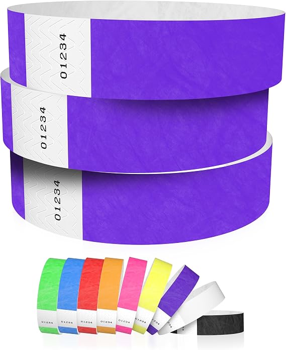 600 WristCo Purple Tyvek Wristbands for Events - Tamper-Proof Design