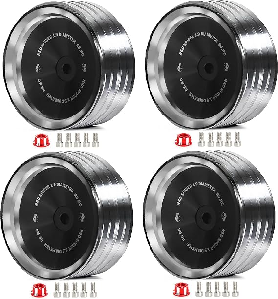 1.9 RC Beadlock Wheels Rims 12mm Hex Aluminum Alloy 1/10 Mud Crawler Tires Hubs for 1:10 Rock Crawler Car Axial SCX10 90046 Tamiya CC01 RR10 RC4WD Redcat Gen8 Traxxas TRX4 4PCS (Black)