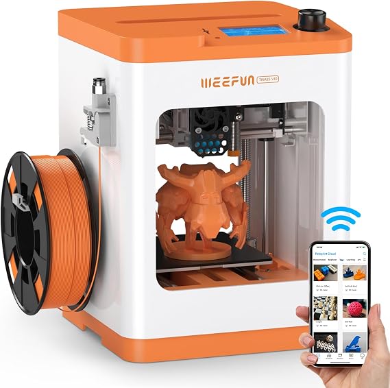 TINA2S 3D Printer, WEEFUN 3D Printer Fully Assembled with WiFi Cloud Print, Silent Mini 3D Printers for Beginners and Kids, Auto Bed Leveling DIY 3D Printers with Resume Print, Fully Open Source