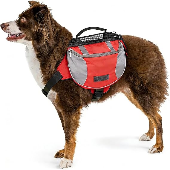 Cyrank Dog Hiking Backpack, Saddle Bag Harness for Medium Large Dogs